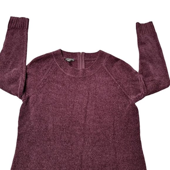 NWT Talbots Petite Medium Burgundy‎ Crew-neck Long Sleeve  Back-Zip Sweater - Picture 7 of 13